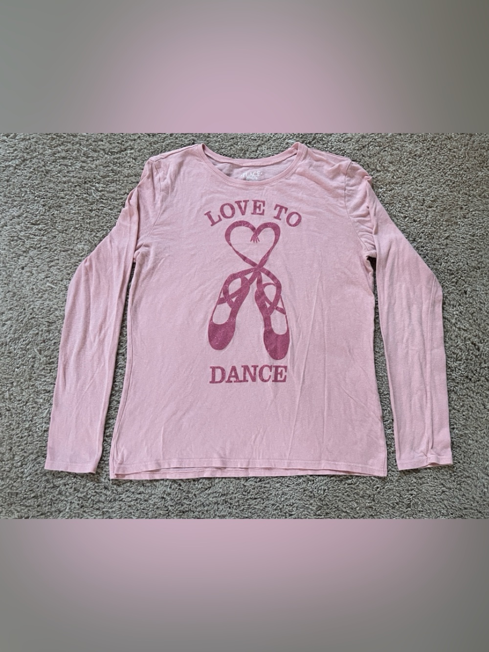 The Children’s Place Pink 'Love to Dance' Long Sleeve graphic t-shirt XXL/16